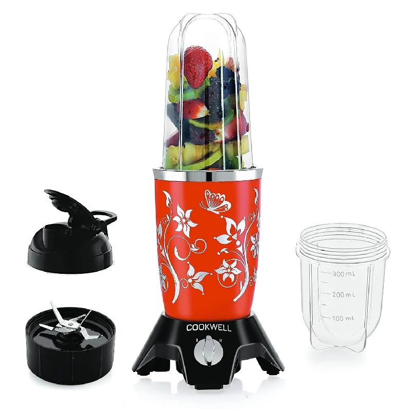 Cookwell Bullet Mixer Grinder-600 Watts Red, 2 Jars 1 Blade-1.webp